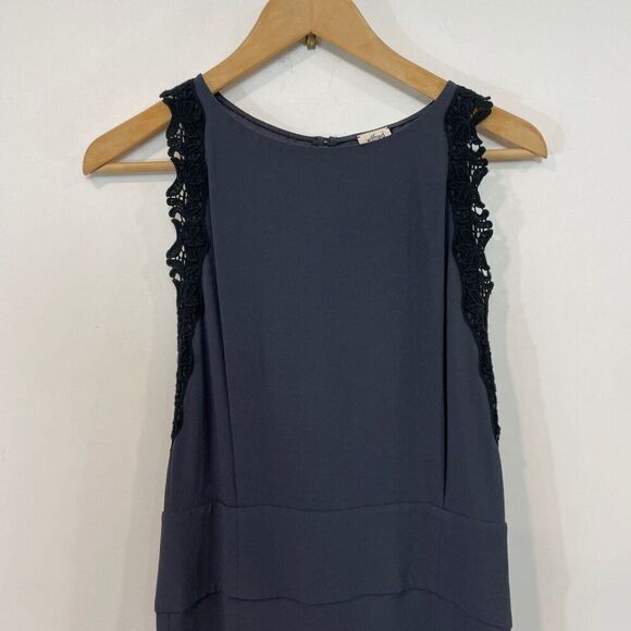 Aritzia Wilfred Isidore Midi Navy Blue Sleeveless Lace Trim Dress - Picture 8 of 11